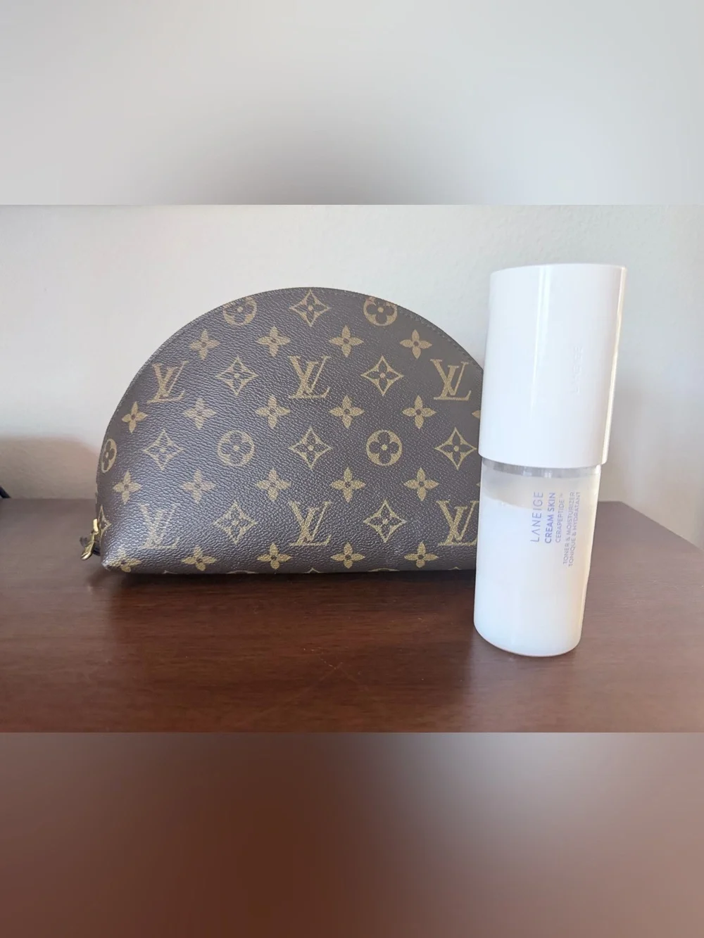 Louis Vuitton Monogram Cosmetic Pouch - Trousse Demi Ronde, Authentic